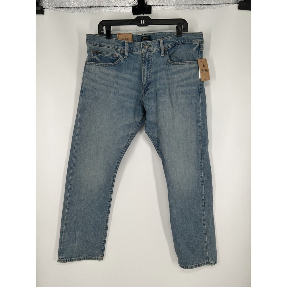 Polo Ralph Lauren Jeans Mens 36x32 Blue Denim Varick Slim Straight Low Stretch